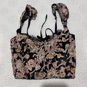 Black Floral Bustier